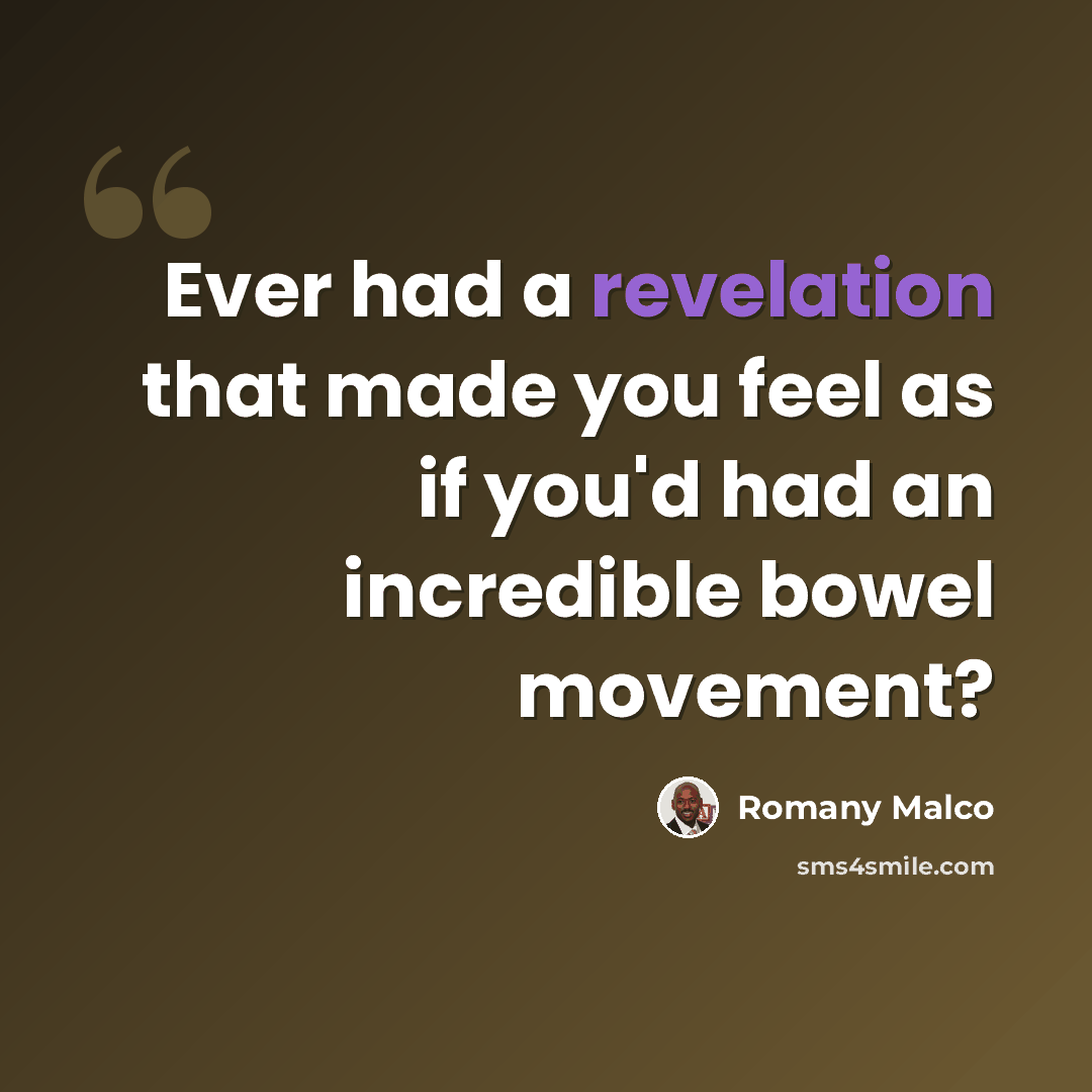 “Ever had a revelation that made you feel as if you'd had an incredible bowel movement?” quote by Romany Malco