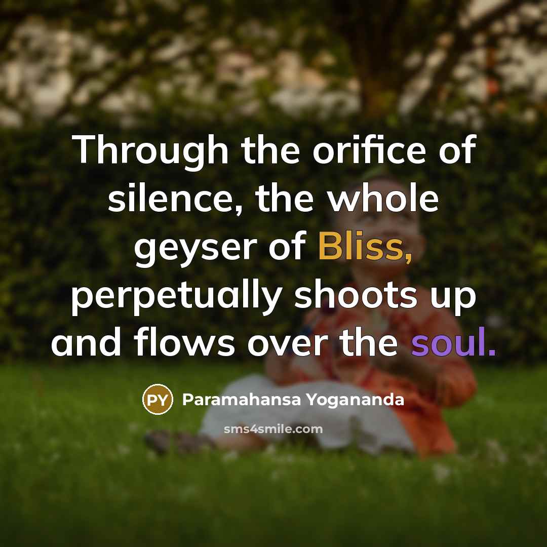“Through the orifice of silence, the whole geyser of Bliss, perpetually shoots up and flows over the soul.” quote by Paramahansa Yogananda