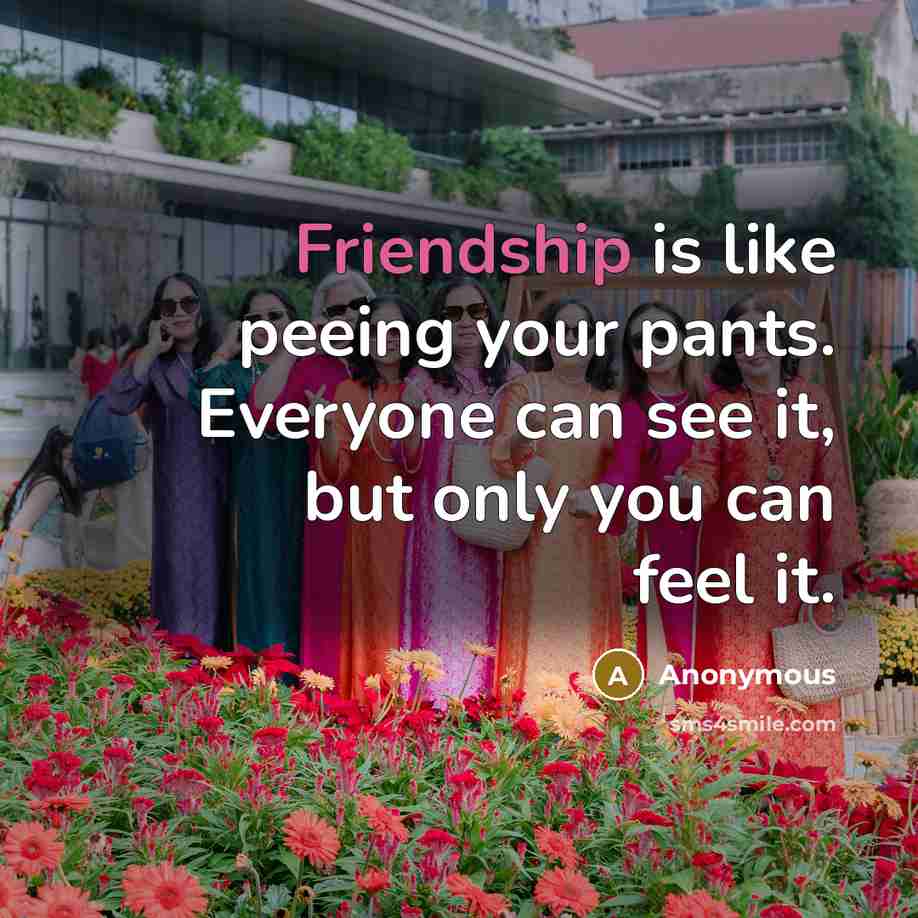 “Friendship is like peeing your pants. Everyone can see it, but only you can feel it.” quote by Anonymous