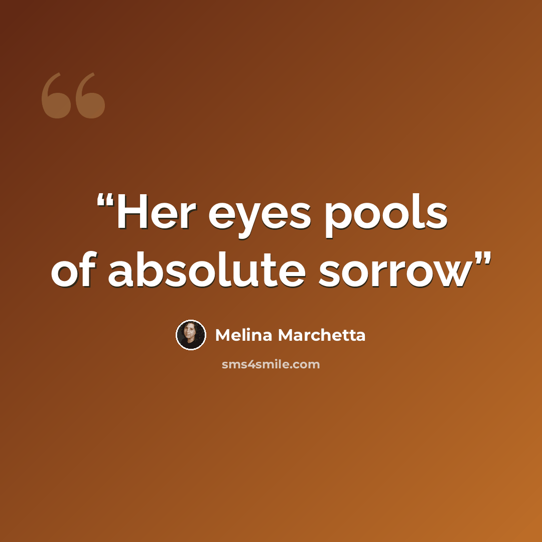 “Her eyes pools of absolute sorrow” quote by Melina Marchetta