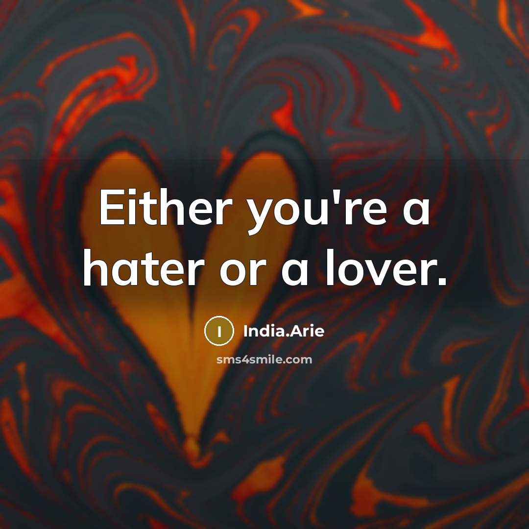 “Either you're a hater or a lover.” quote by India.Arie