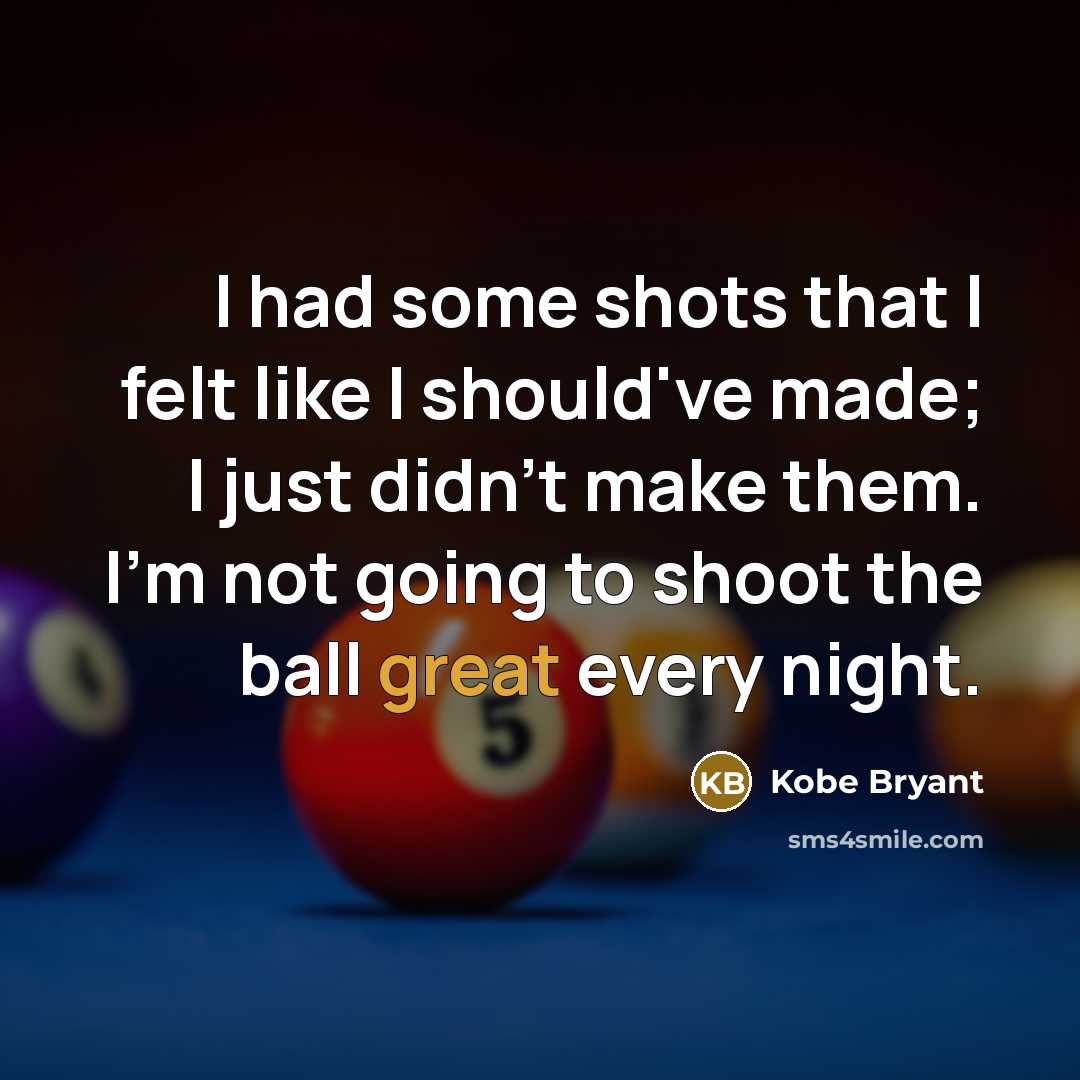 “I had some shots that I felt like I should've made; I just didn't make them. I'm not going to shoot the ball great every night.” quote by Kobe Bryant