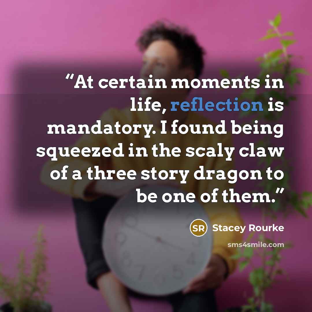 “At certain moments in life, reflection is mandatory. I found being squeezed in the scaly claw of a three story dragon to be one of them.” quote by Stacey Rourke