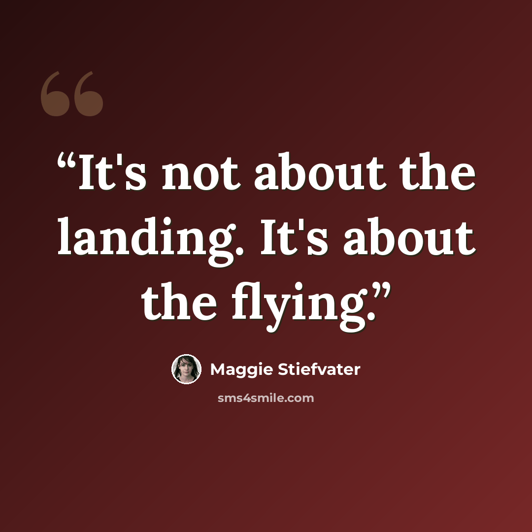“It's not about the landing. It's about the flying.” quote by Maggie Stiefvater