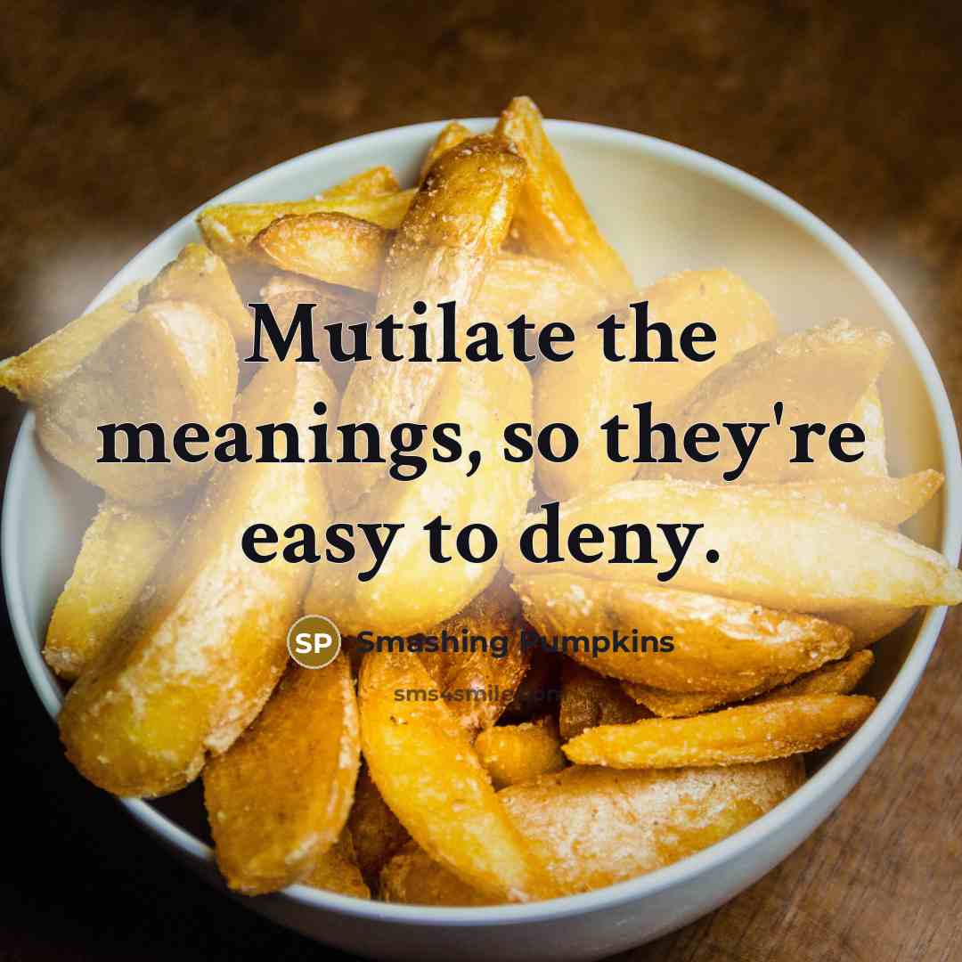 “Mutilate the meanings, so they're easy to deny.” quote by Smashing Pumpkins