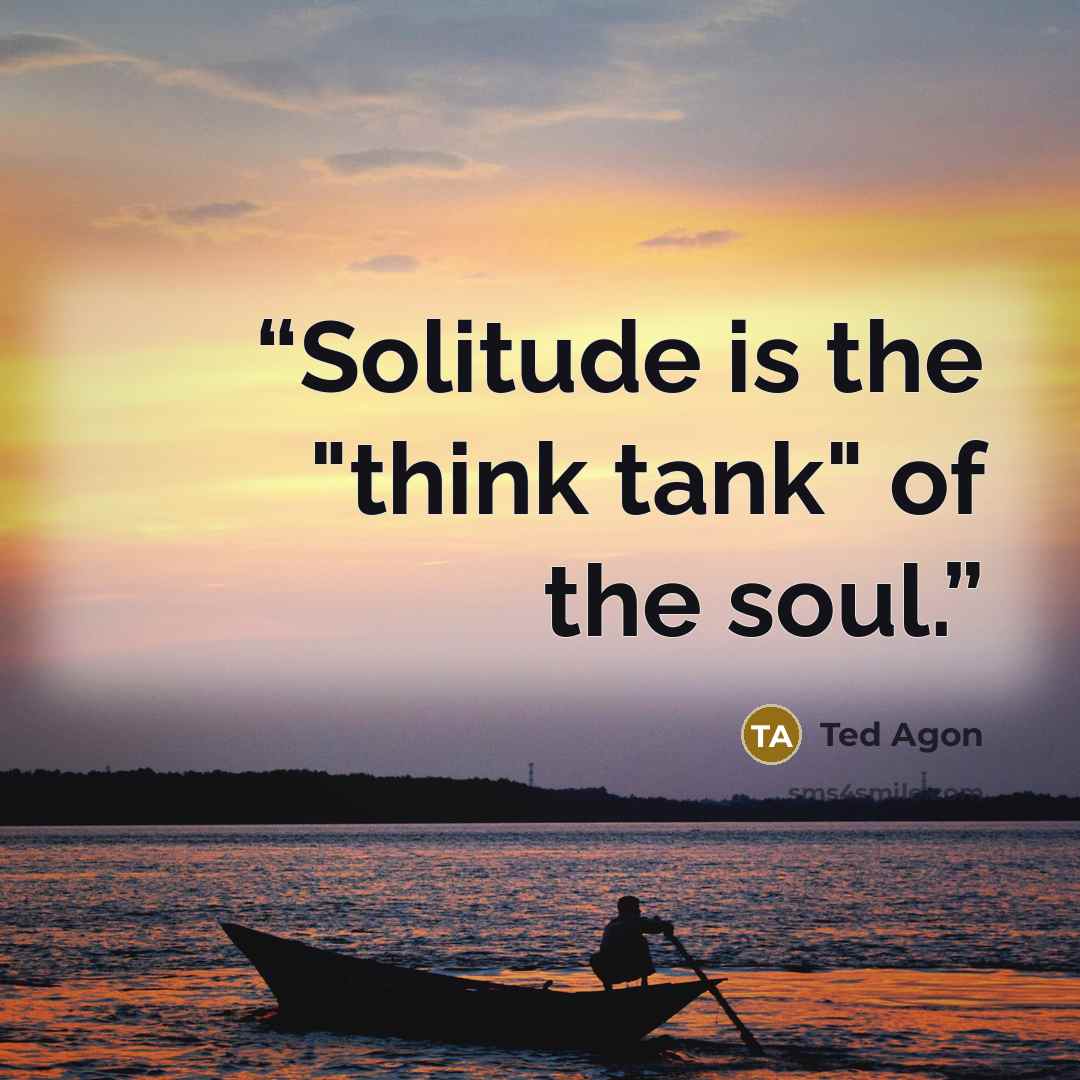 “Solitude is the "think tank" of the soul.” quote by Ted Agon