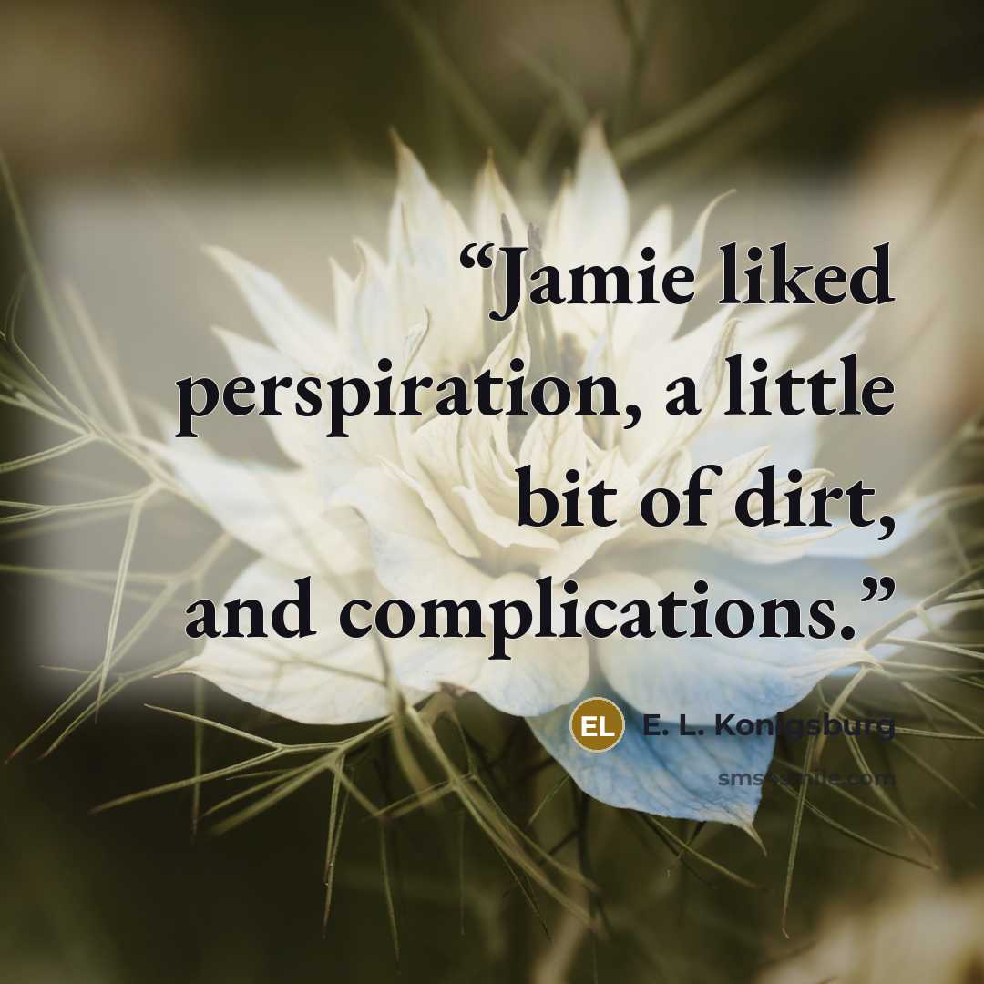 “Jamie liked perspiration, a little bit of dirt, and complications.” quote by E. L. Konigsburg