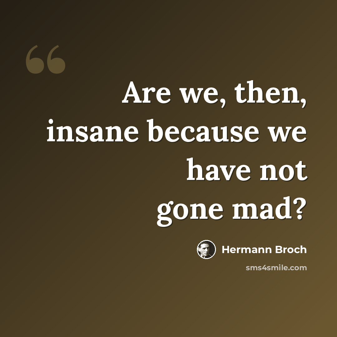 “Are we, then, insane because we have not gone mad?” quote by Hermann Broch