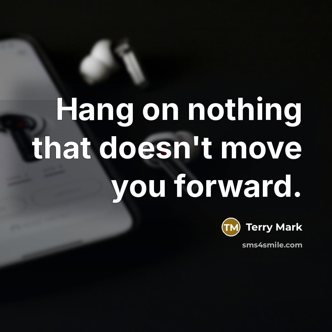 “Hang on nothing that doesn't move you forward.” quote by Terry Mark