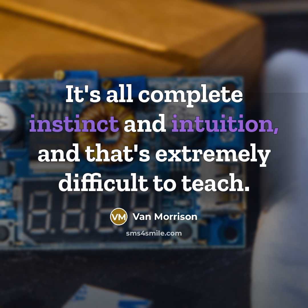 “It's all complete instinct and intuition, and that's extremely difficult to teach.” quote by Van Morrison