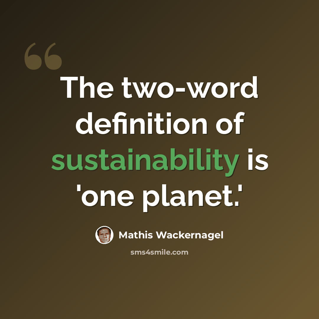 “The two-word definition of sustainability is 'one planet.'” quote by Mathis Wackernagel