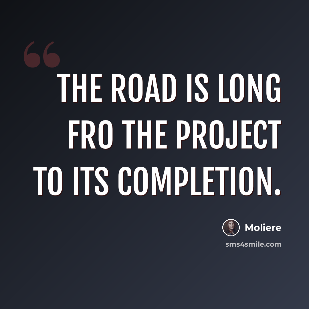 “The road is long fro the project to its completion.” quote by Moliere