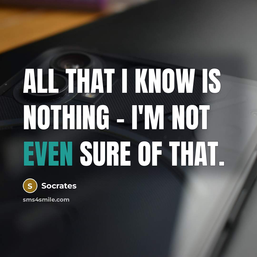“All that I know is nothing - I'm not even sure of that.” quote by Socrates