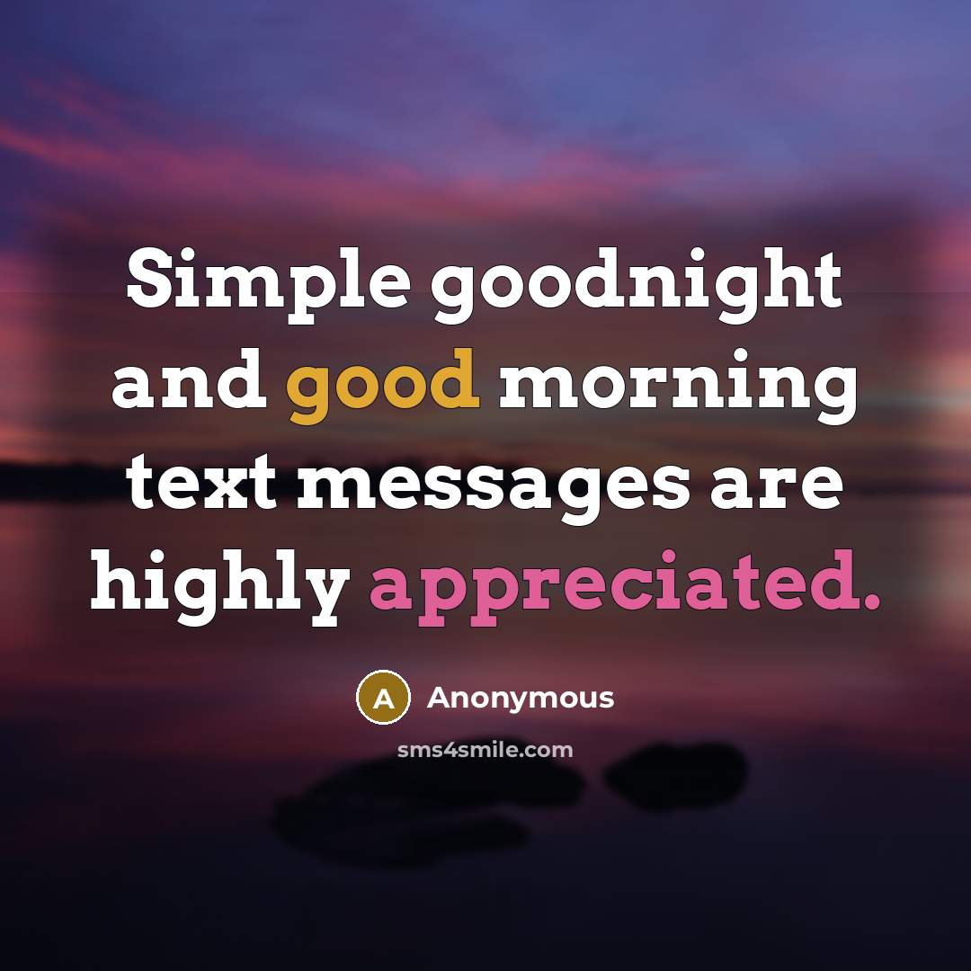 “Simple goodnight and good morning text messages are highly appreciated.” quote by Anonymous