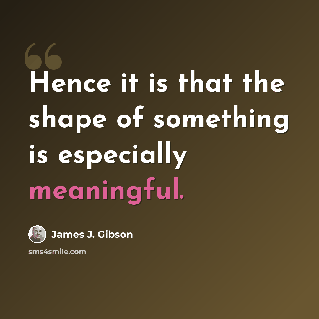 “Hence it is that the shape of something is especially meaningful.” quote by James J. Gibson