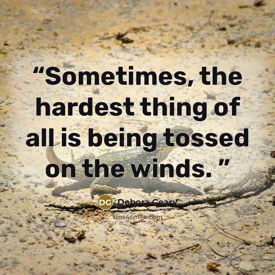 “Sometimes, the hardest thing of all is being tossed on the winds.” quote by Debora Geary