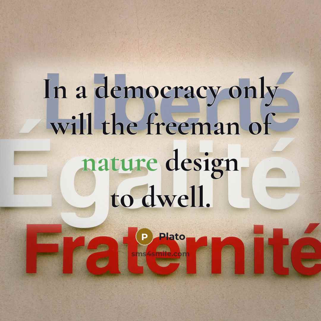 “In a democracy only will the freeman of nature design to dwell.” quote by Plato