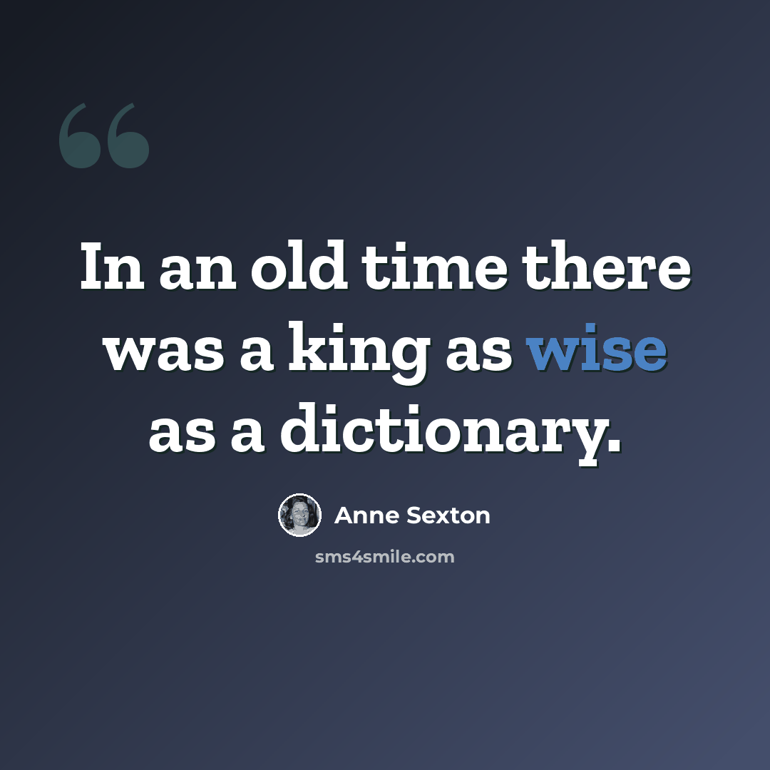 “In an old time there was a king as wise as a dictionary.” quote by Anne Sexton