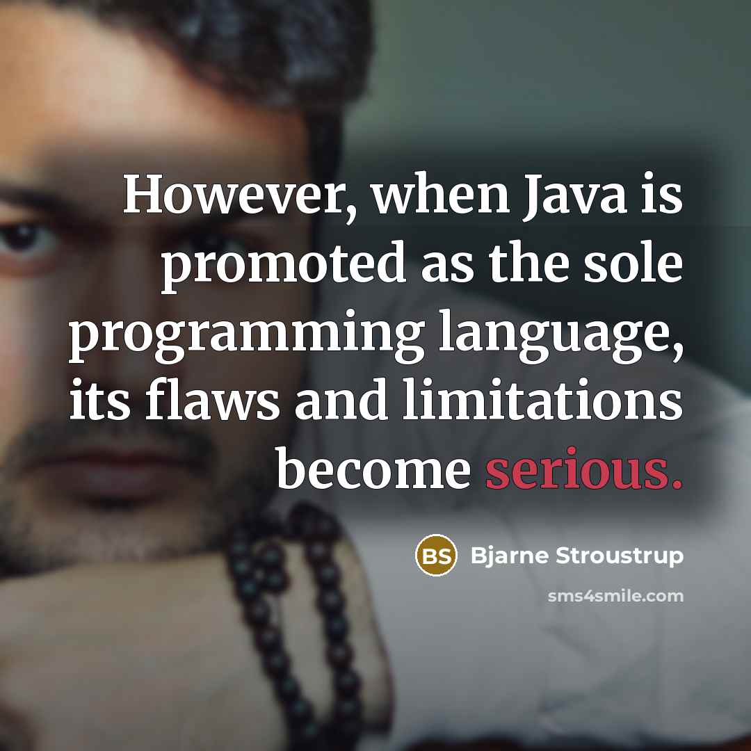 “However, when Java is promoted as the sole programming language, its flaws and limitations become serious.” quote by Bjarne Stroustrup