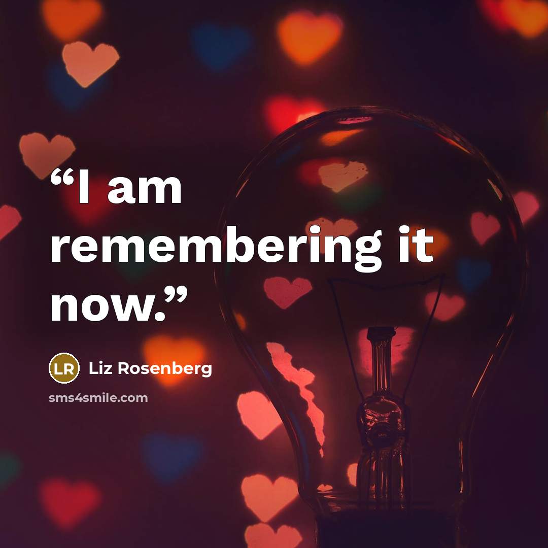 “I am remembering it now.” quote by Liz Rosenberg