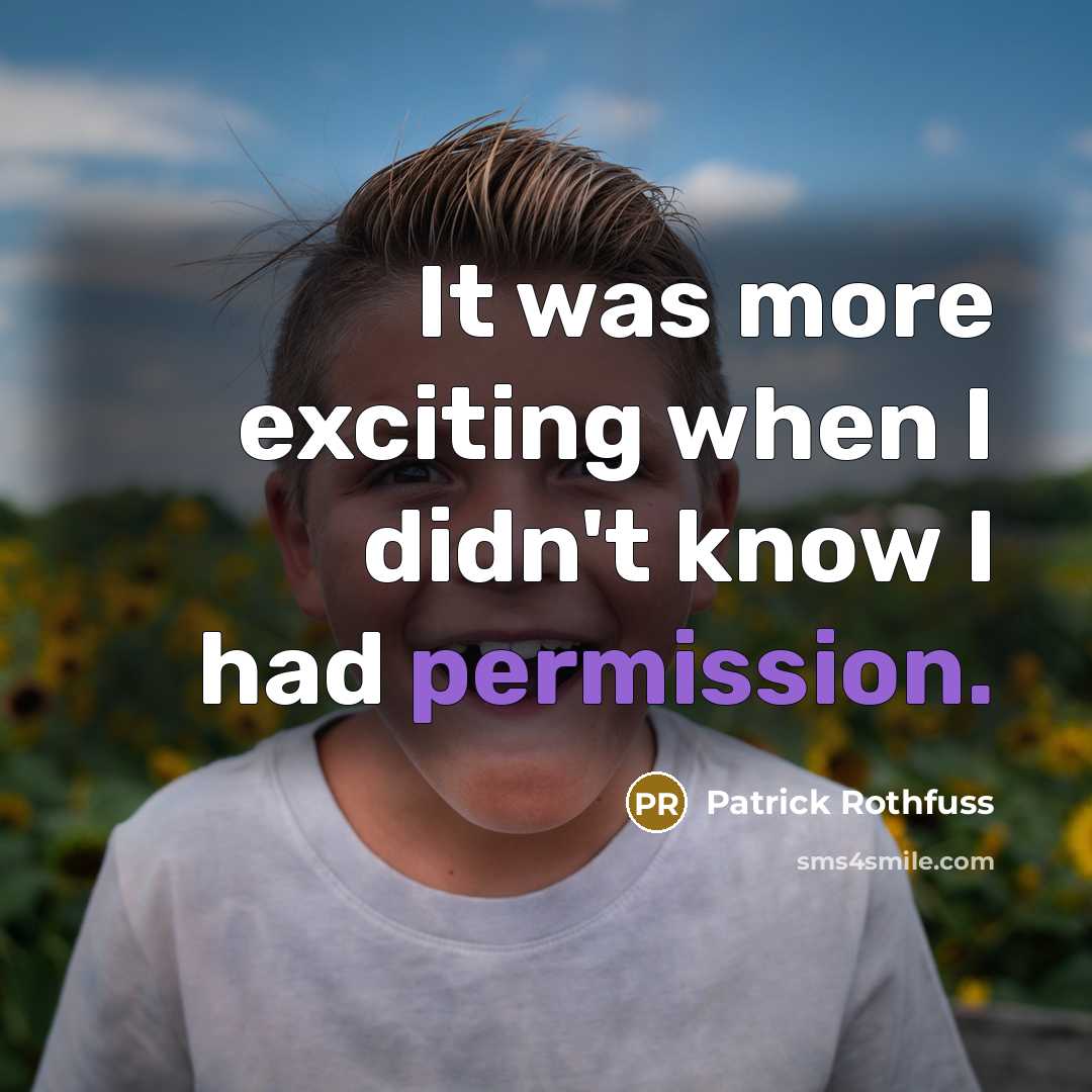 “It was more exciting when I didn't know I had permission.” quote by Patrick Rothfuss