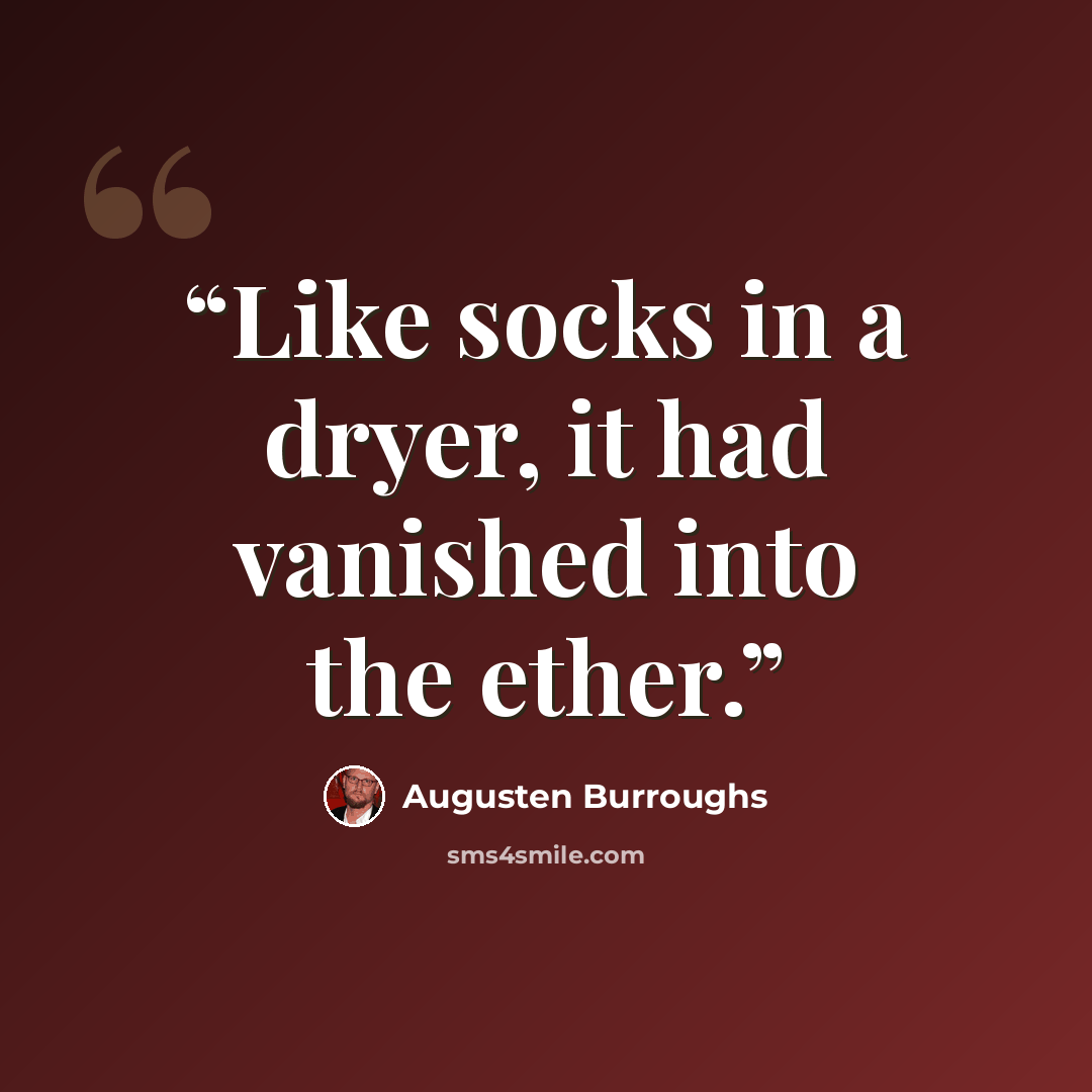 “Like socks in a dryer, it had vanished into the ether.” quote by Augusten Burroughs