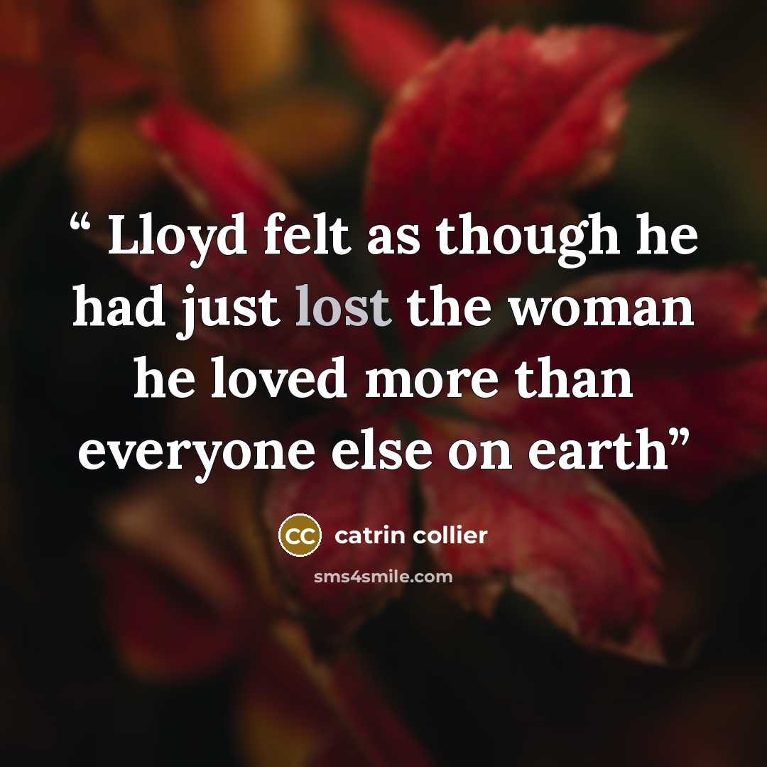 “Lloyd felt as though he had just lost the woman he loved more than everyone else on earth” quote by Catrin Collier