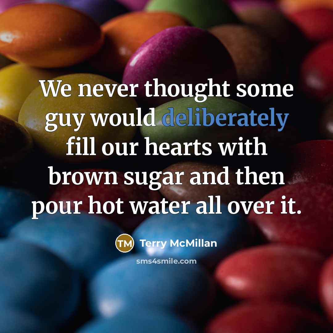 “We never thought some guy would deliberately fill our hearts with brown sugar and then pour hot water all over it.” quote by Terry McMillan