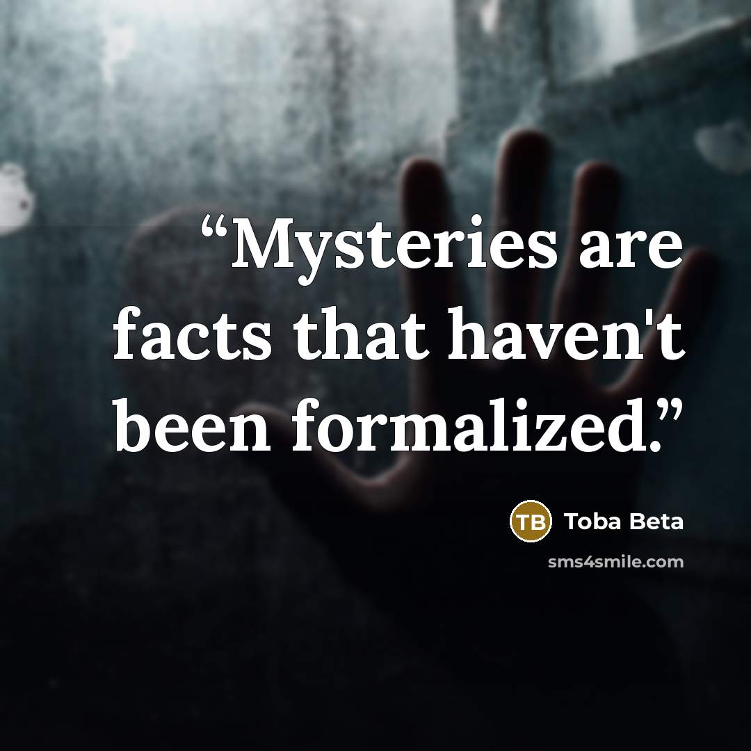 “Mysteries are facts that haven't been formalized.” quote by Toba Beta