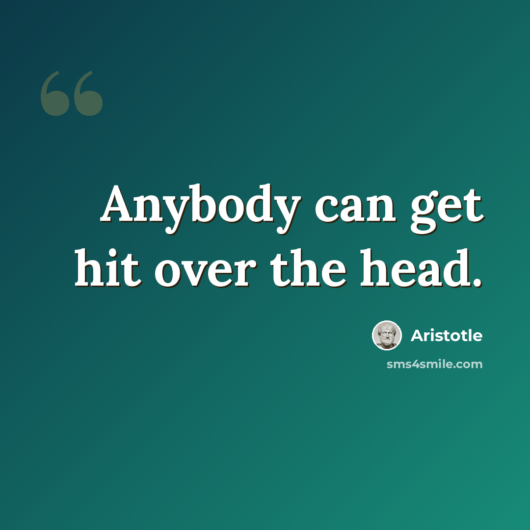 “Anybody can get hit over the head.” quote by Aristotle