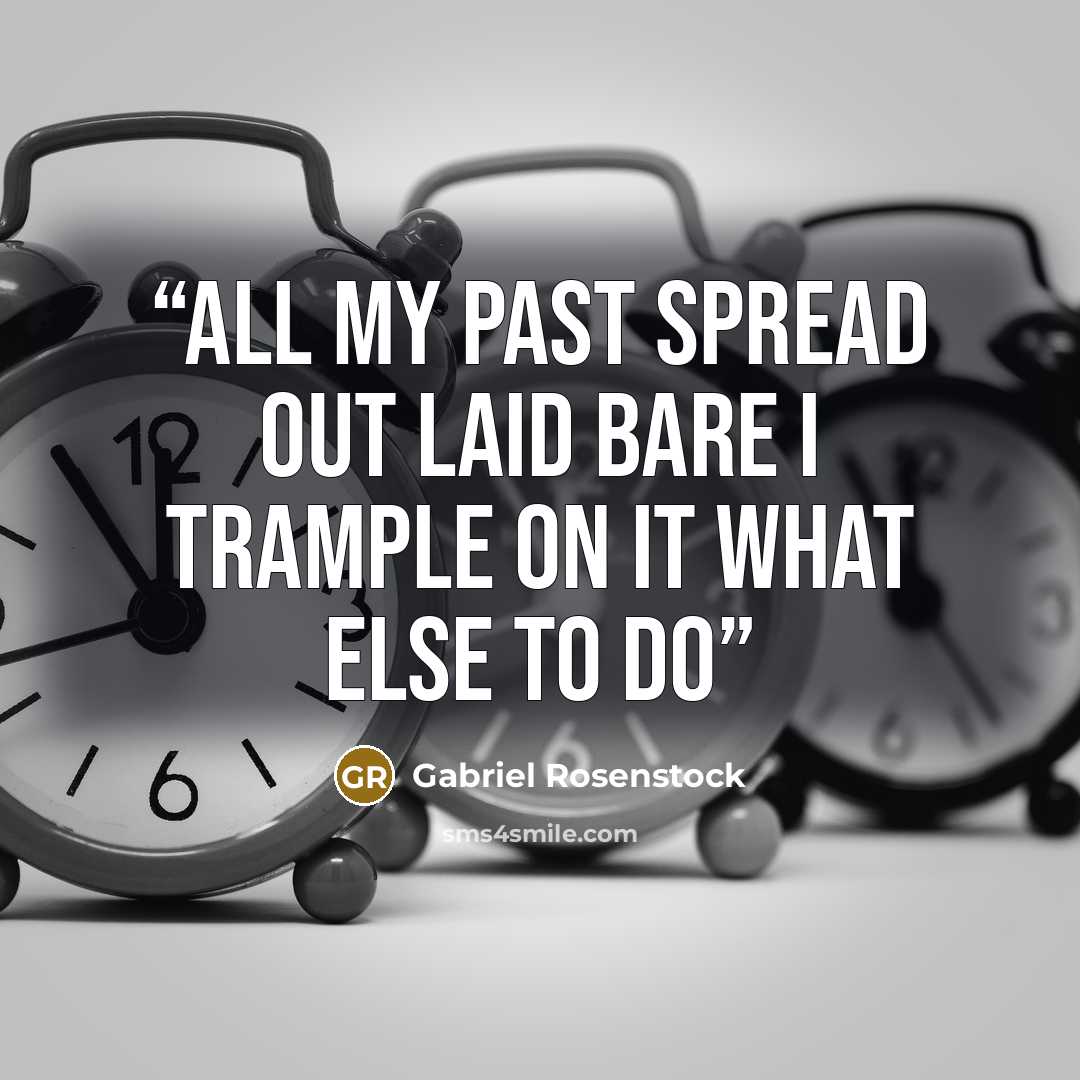 “all my past spread out laid bare I trample on it what else to do” quote by Gabriel Rosenstock
