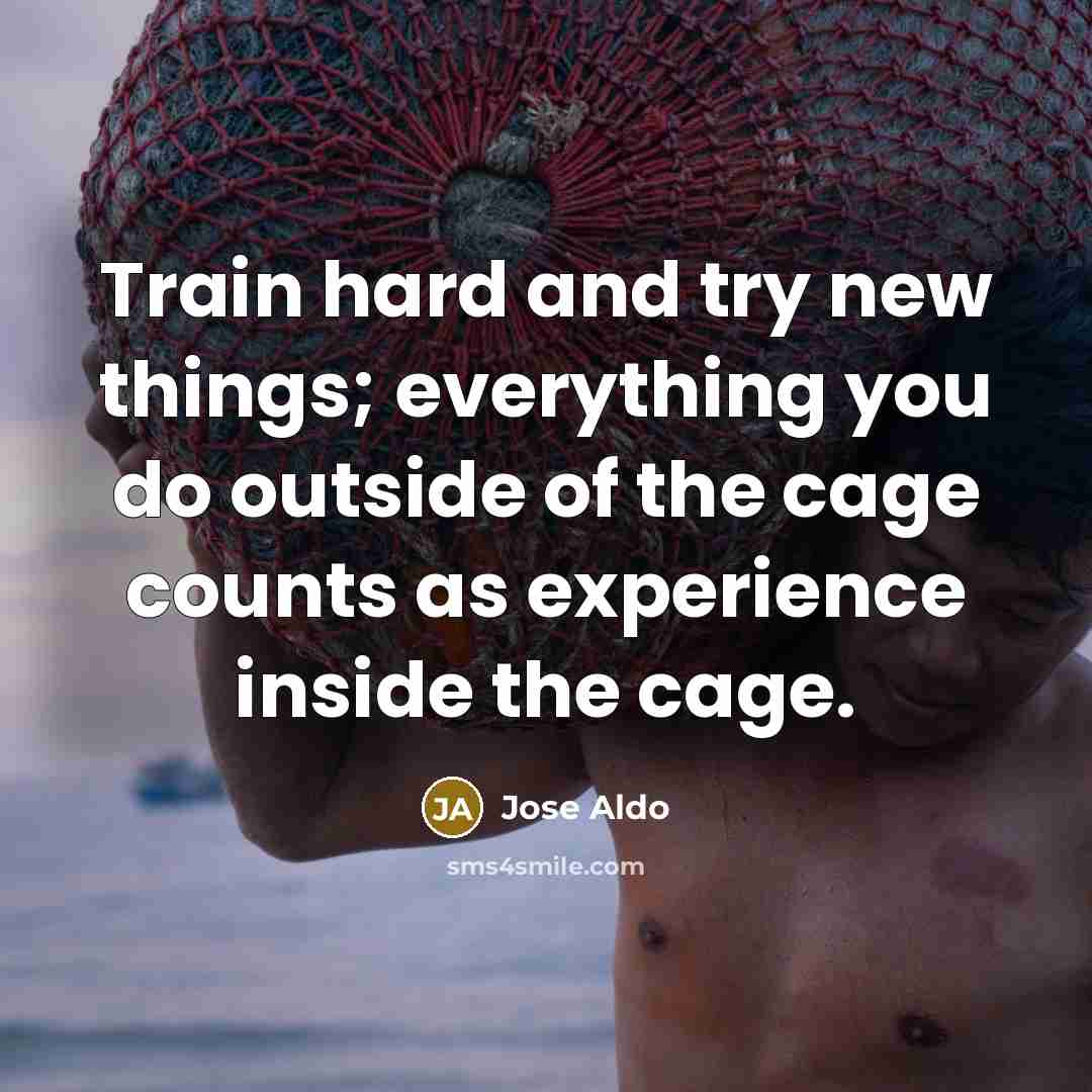 “Train hard and try new things; everything you do outside of the cage counts as experience inside the cage.” quote by Jose Aldo