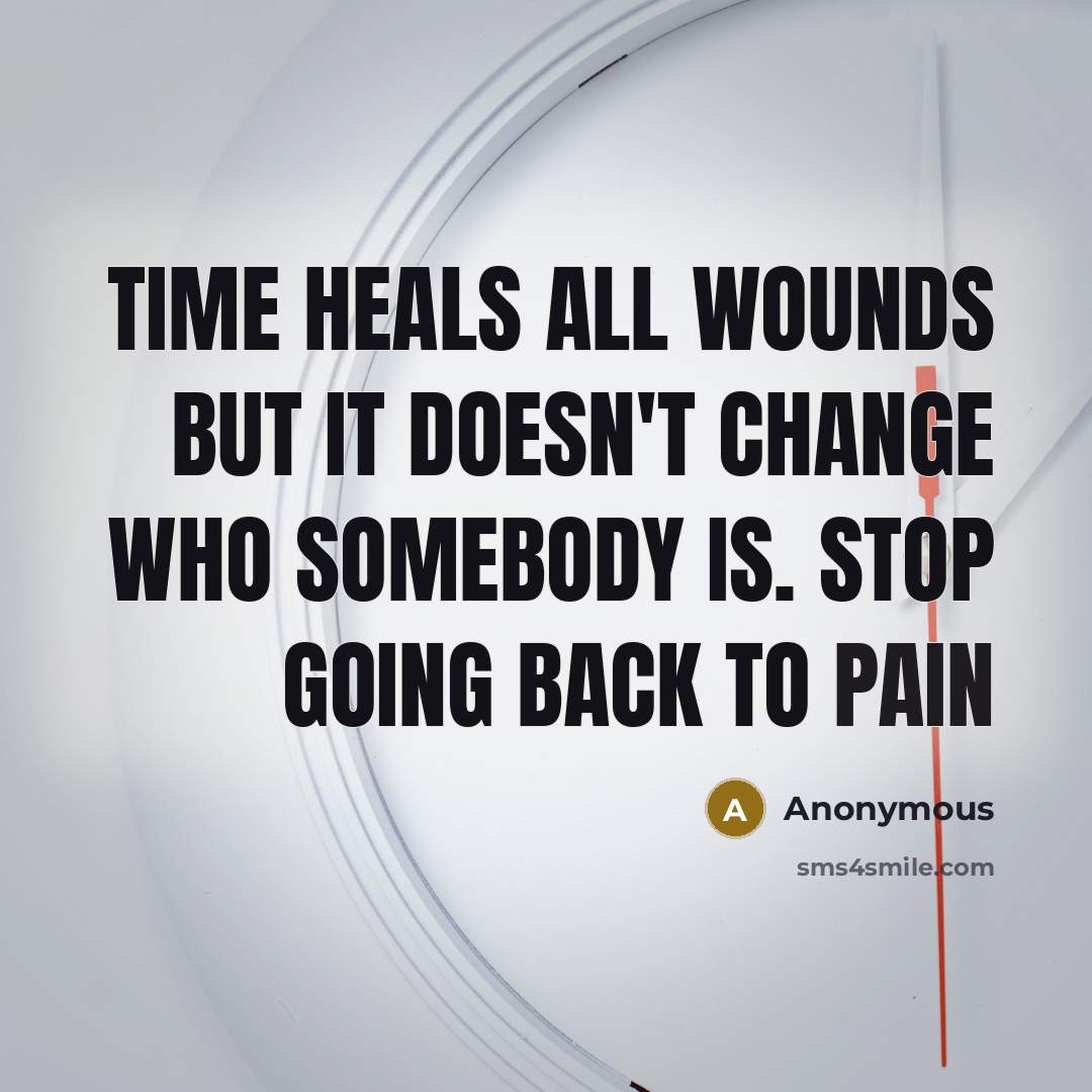 “Time heals all wounds but it doesn't change who somebody is. Stop going back to pain” quote by Anonymous