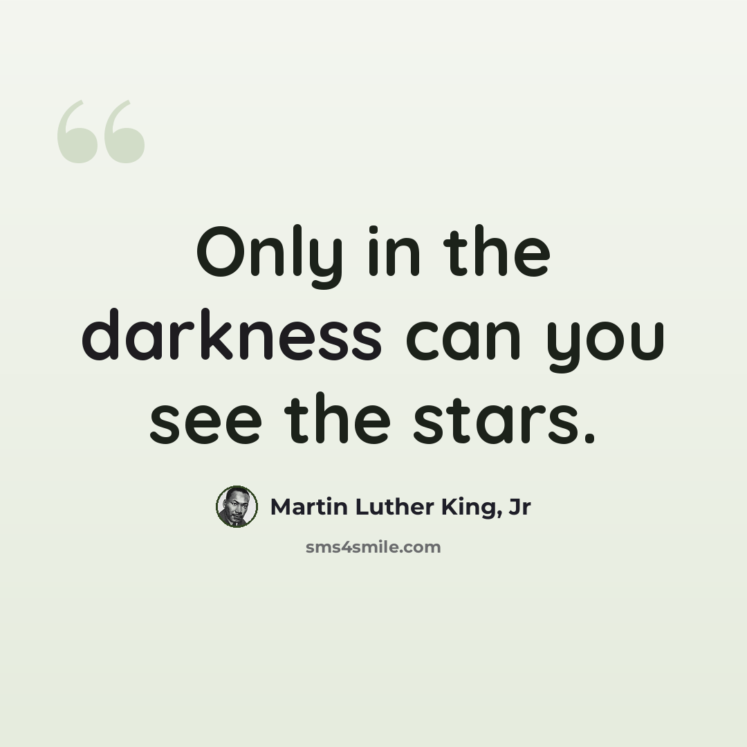 “Only in the darkness can you see the stars.” quote by Martin Luther King, Jr