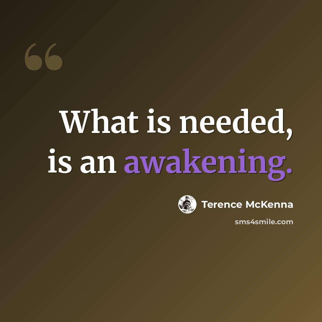 “What is needed, is an awakening.” quote by Terence McKenna