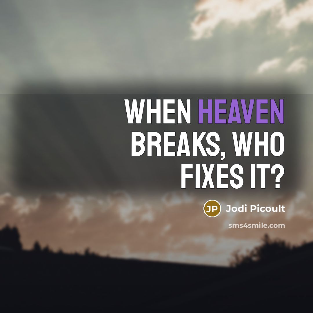 “When heaven breaks, who fixes it?” quote by Jodi Picoult