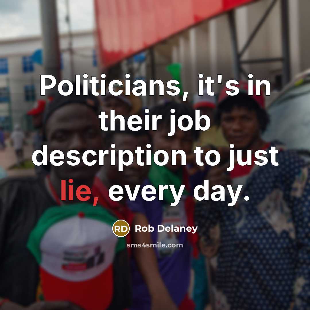 “Politicians, it's in their job description to just lie, every day.” quote by Rob Delaney