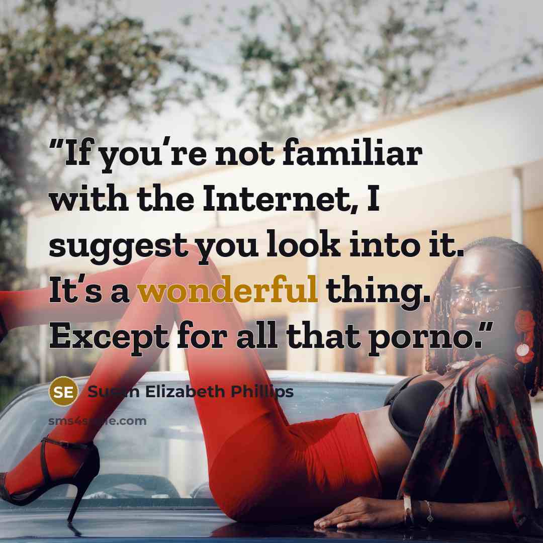 “If you’re not familiar with the Internet, I suggest you look into it. It’s a wonderful thing. Except for all that porno.” quote by Susan Elizabeth Phillips