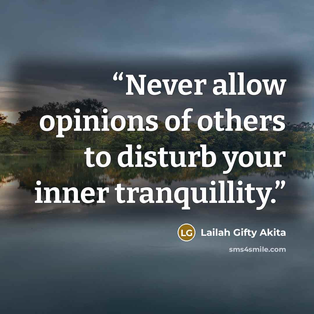 “Never allow opinions of others to disturb your inner tranquillity.” quote by Lailah Gifty Akita