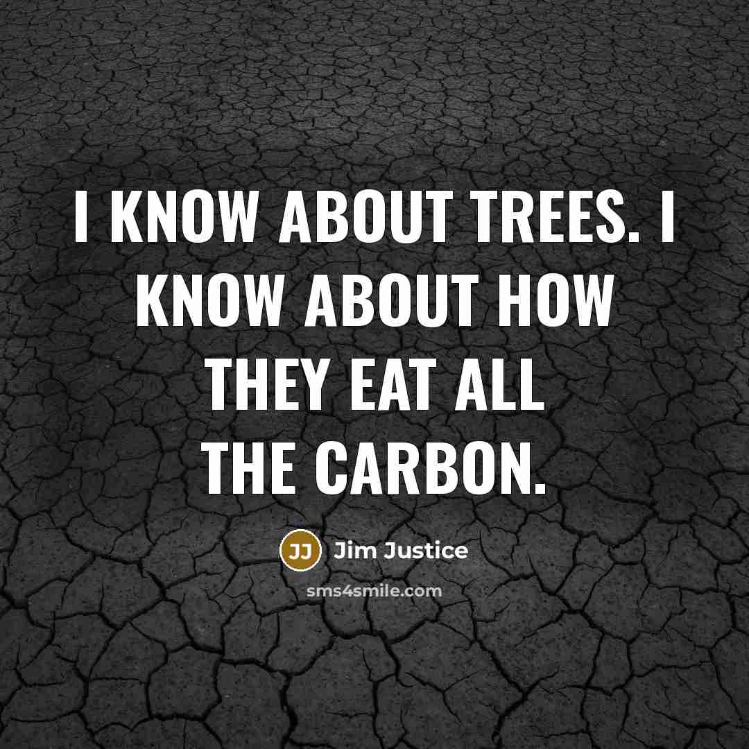 “I know about trees. I know about how they eat all the carbon.” quote by Jim Justice