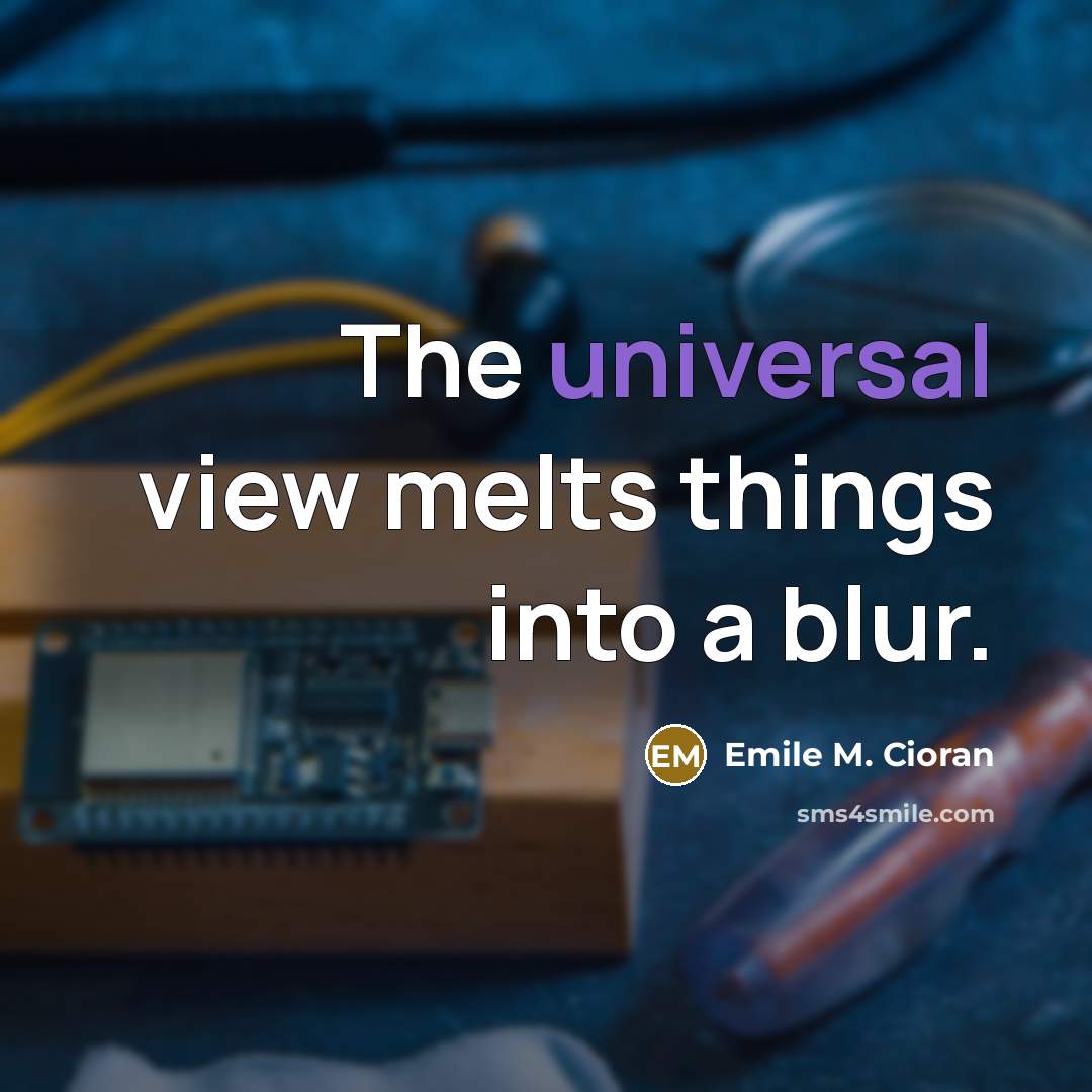 “The universal view melts things into a blur.” quote by Emile M. Cioran