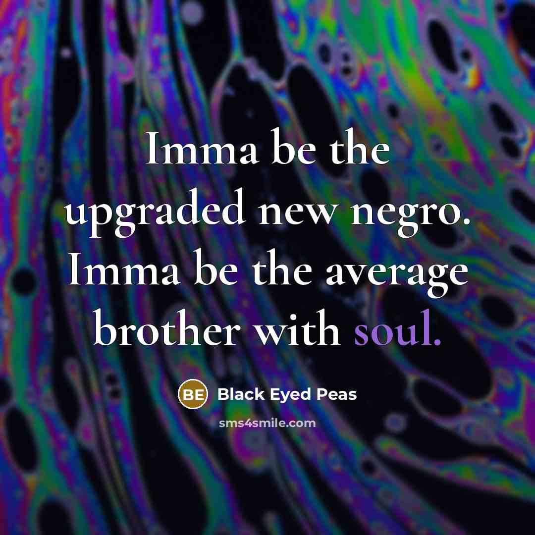 “Imma be the upgraded new negro. Imma be the average brother with soul.” quote by Black Eyed Peas