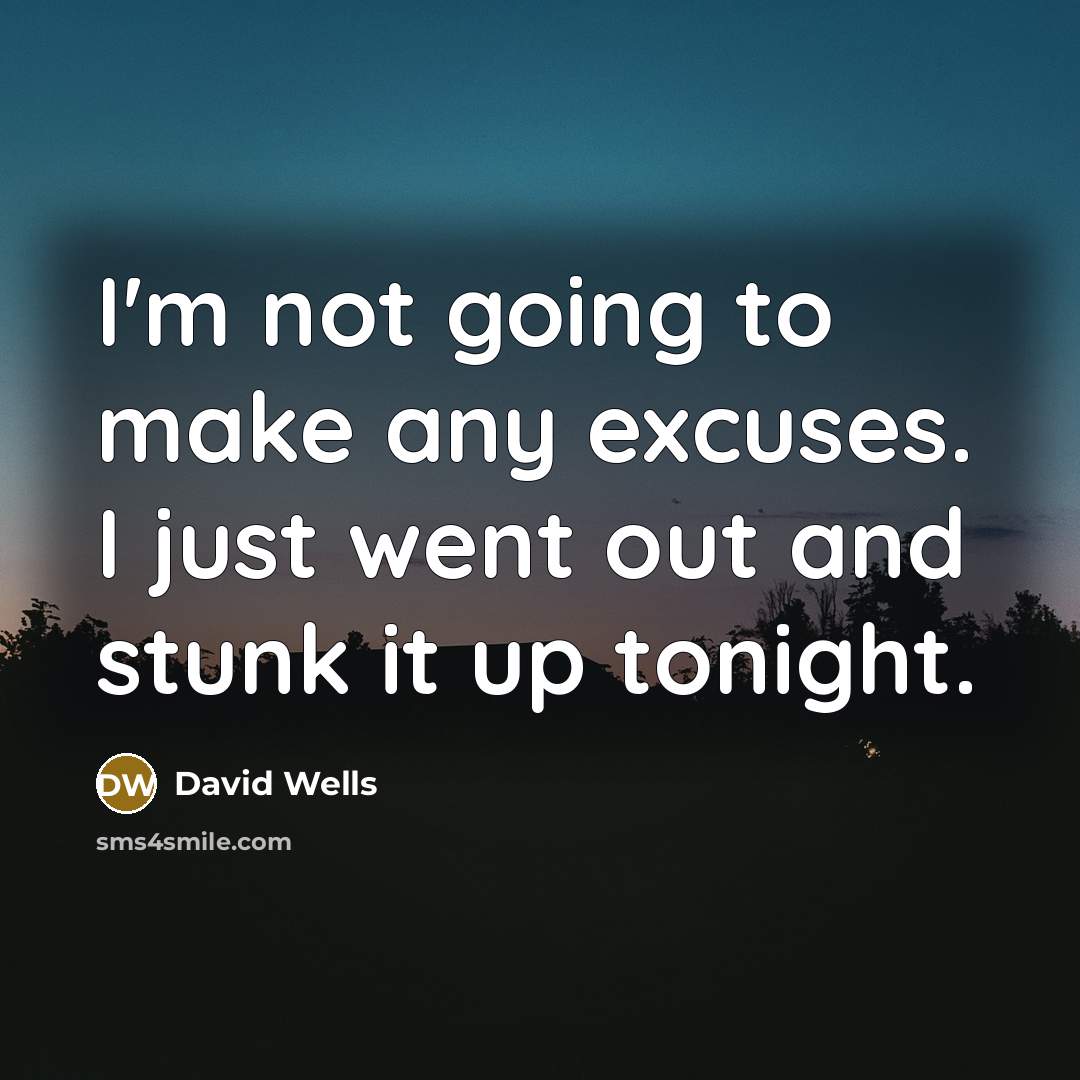 “I'm not going to make any excuses. I just went out and stunk it up tonight.” quote by David Wells