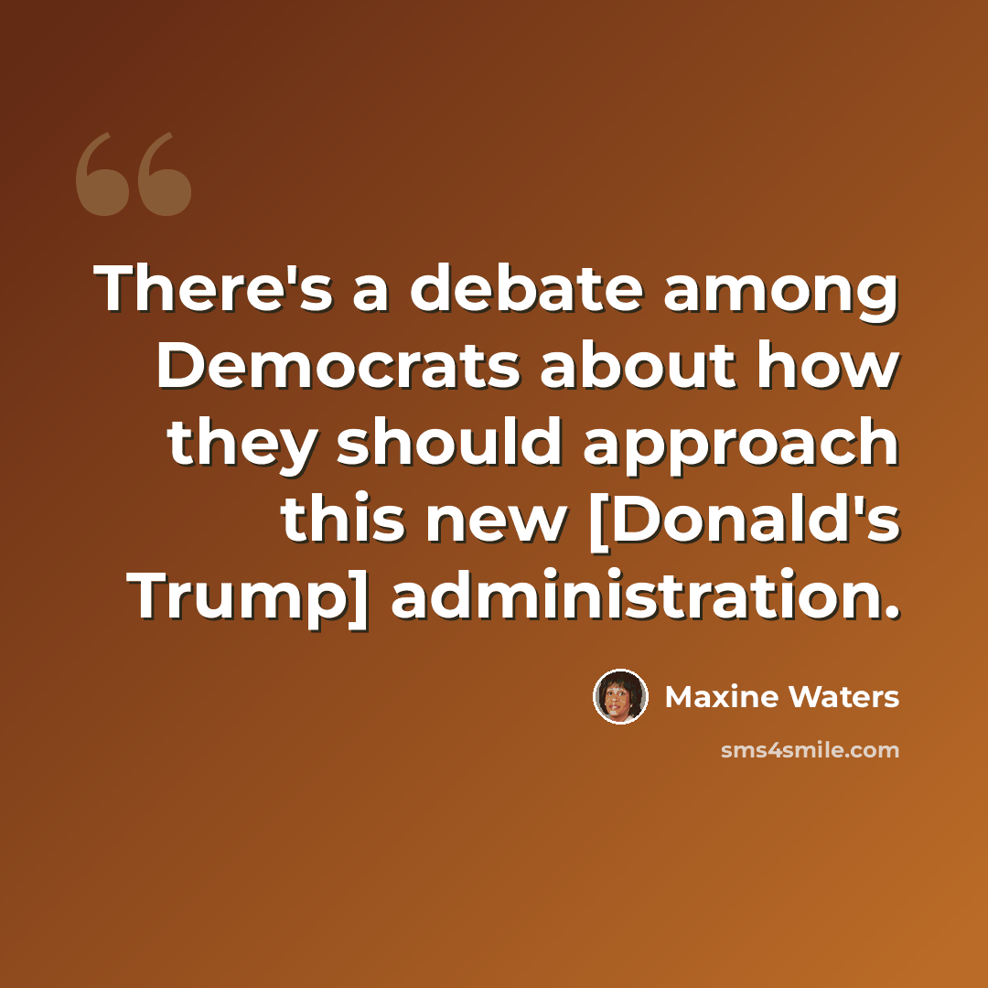 “There's a debate among Democrats about how they should approach this new [Donald's Trump] administration.” quote by Maxine Waters