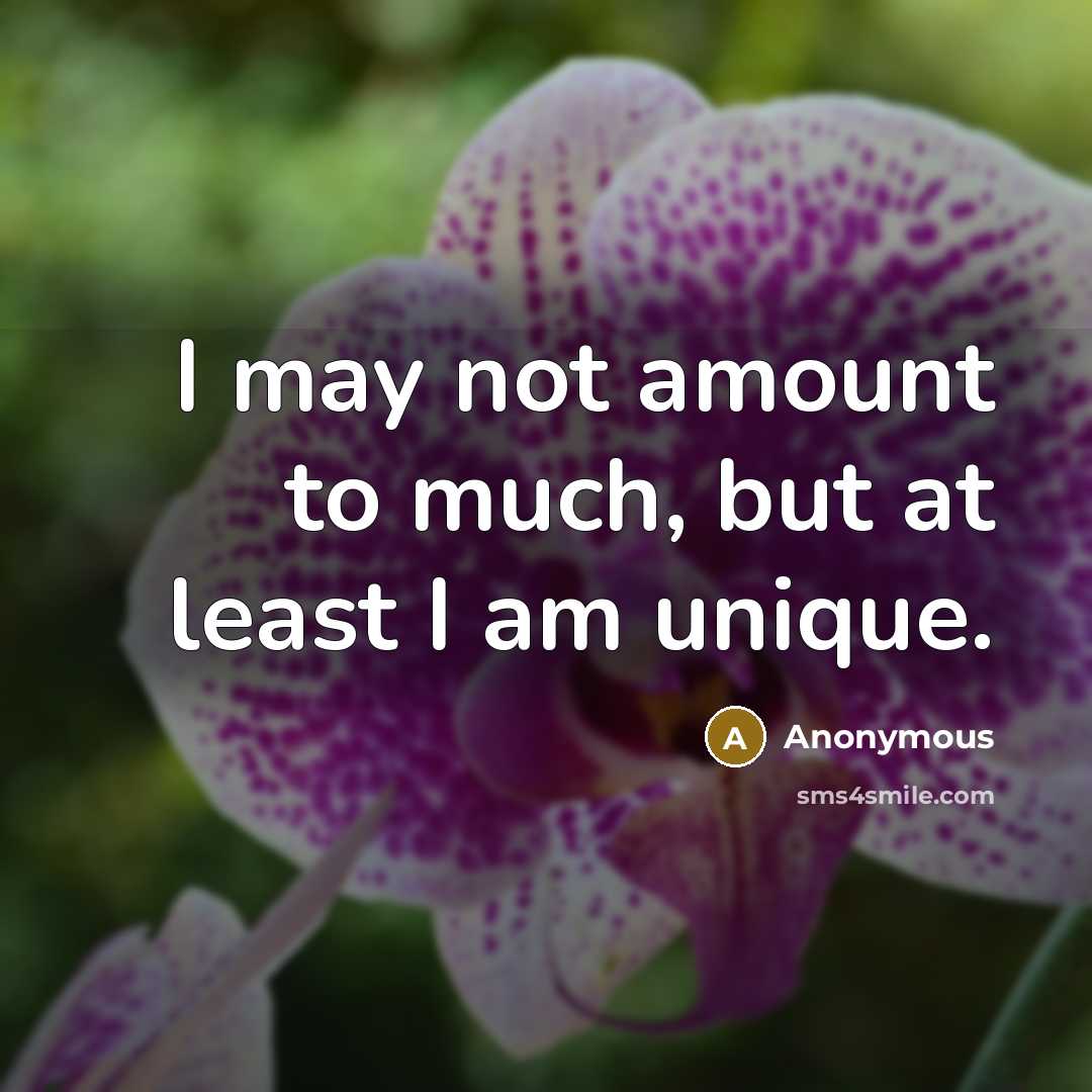 “I may not amount to much, but at least I am unique.” quote by Anonymous
