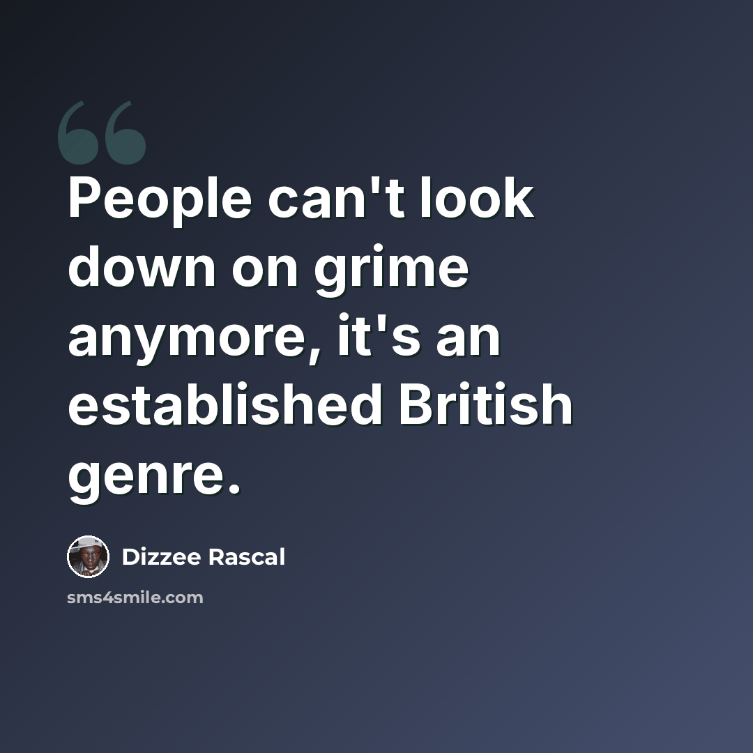 “People can't look down on grime anymore, it's an established British genre.” quote by Dizzee Rascal