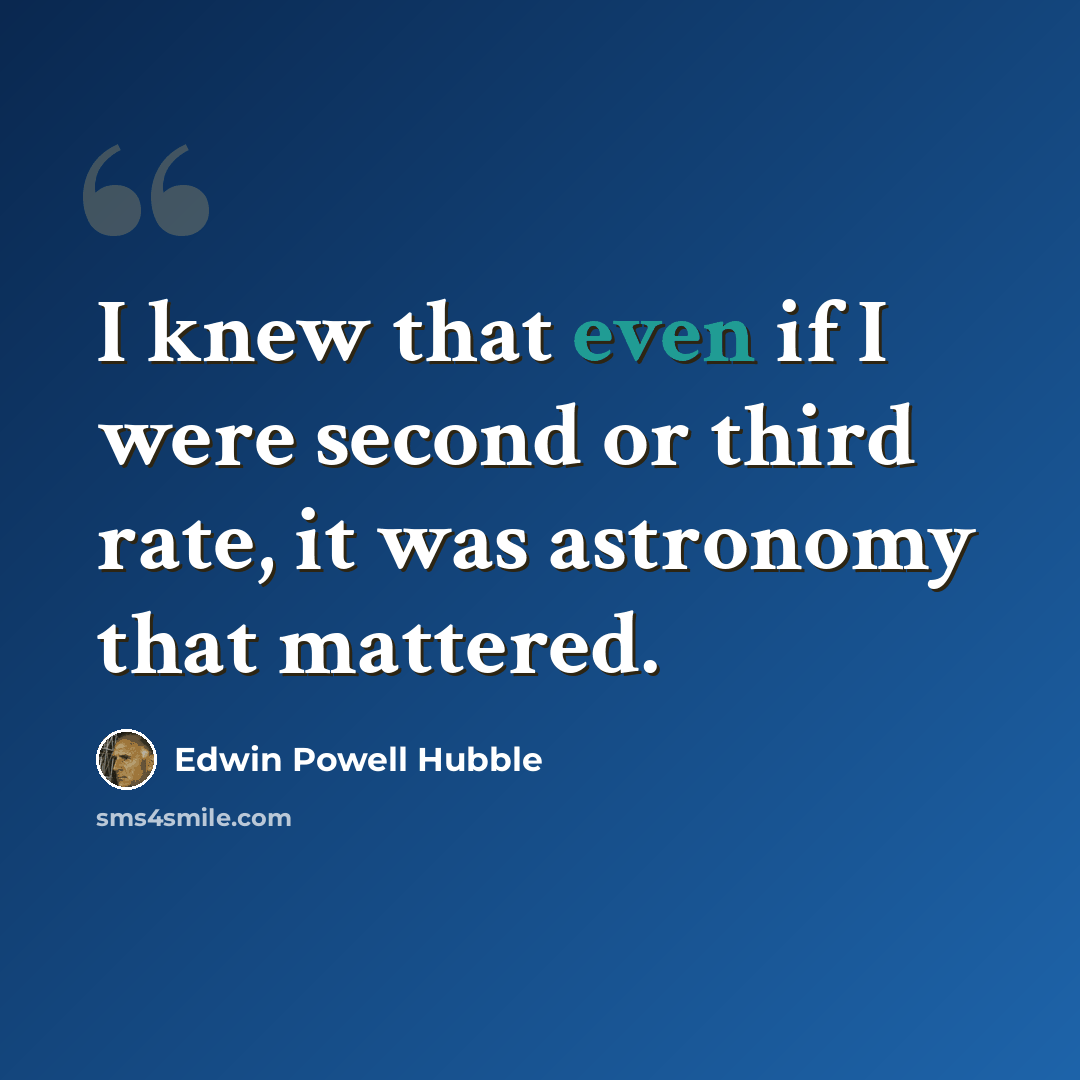 “I knew that even if I were second or third rate, it was astronomy that mattered.” quote by Edwin Powell Hubble