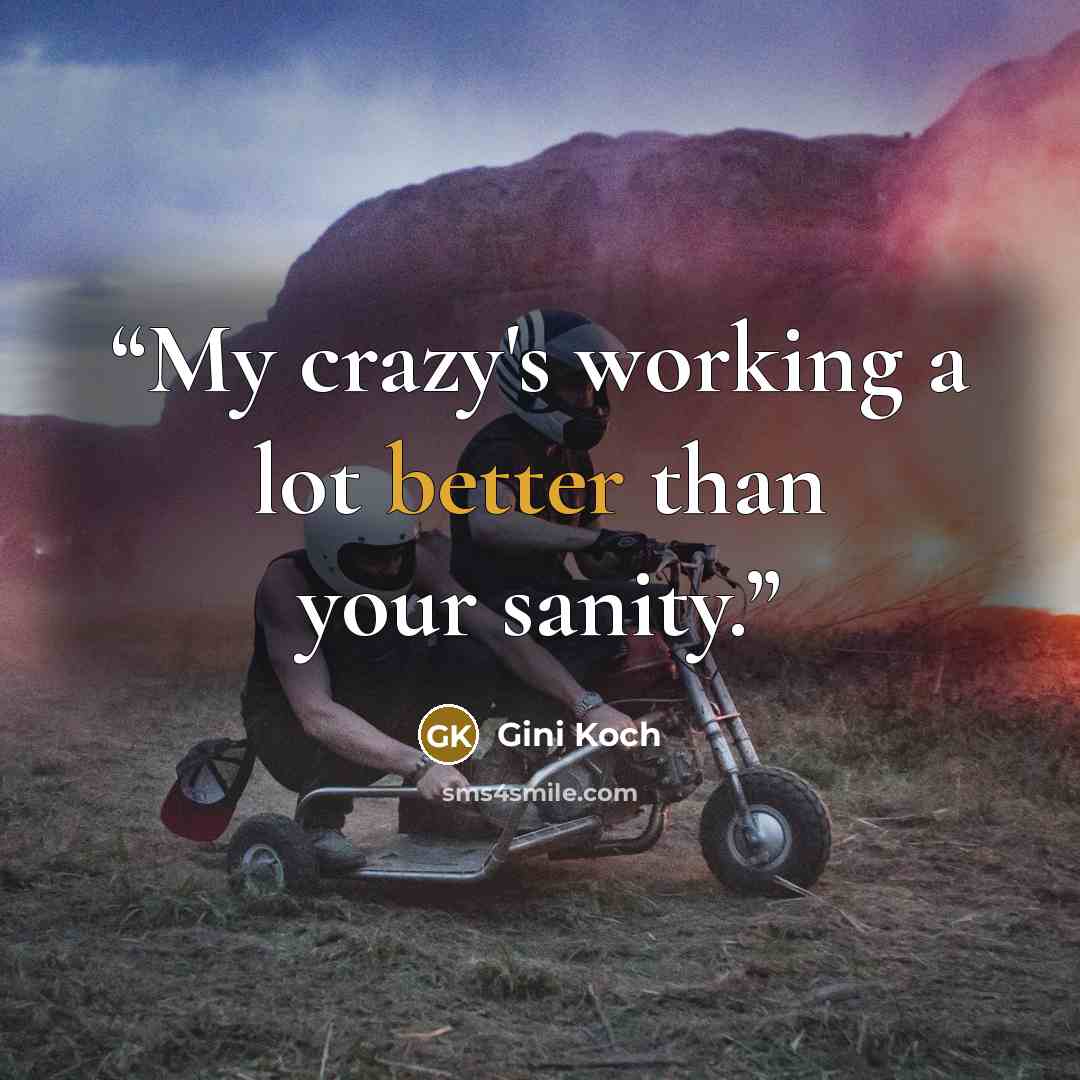 “My crazy's working a lot better than your sanity.” quote by Gini Koch