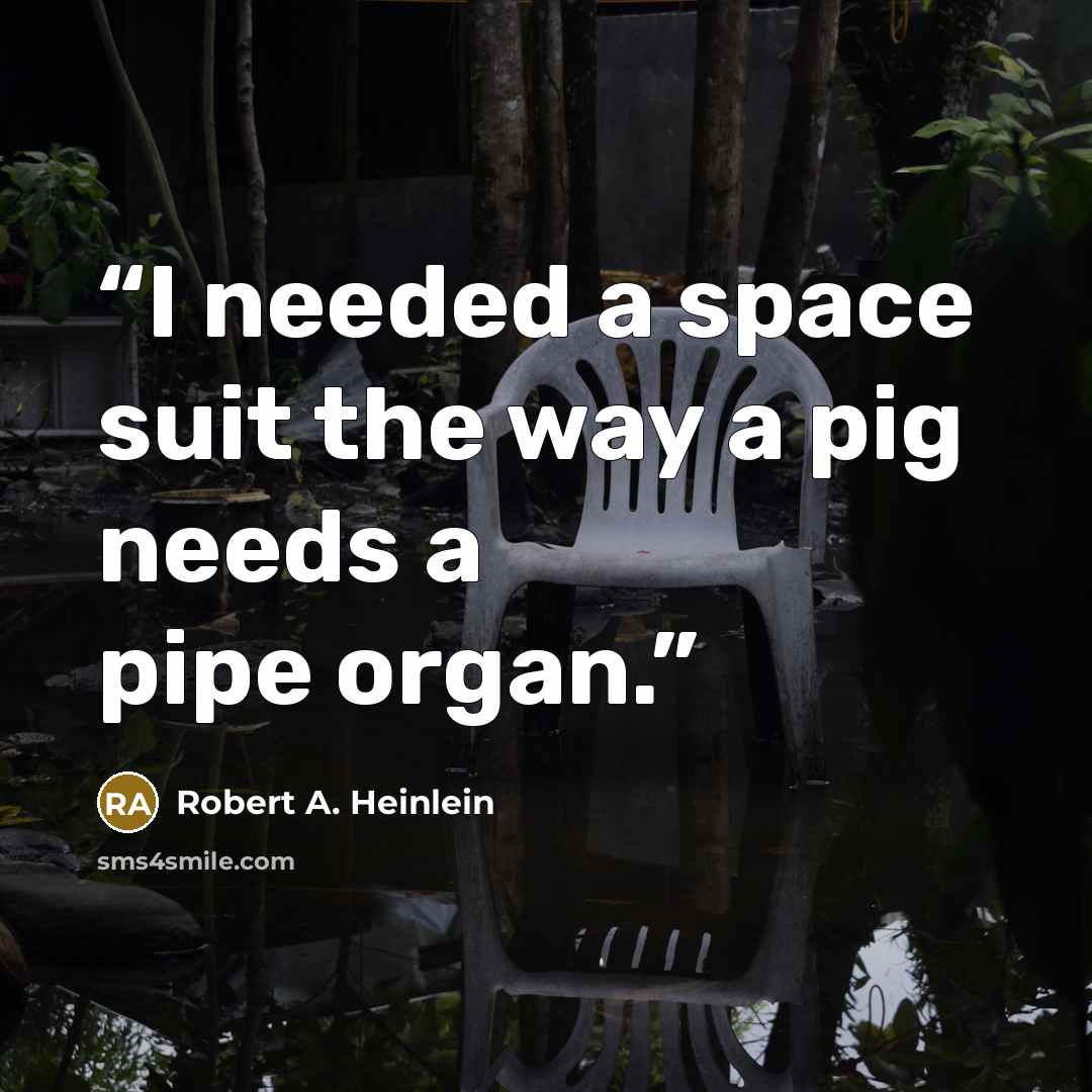 “I needed a space suit the way a pig needs a pipe organ.” quote by Robert A. Heinlein