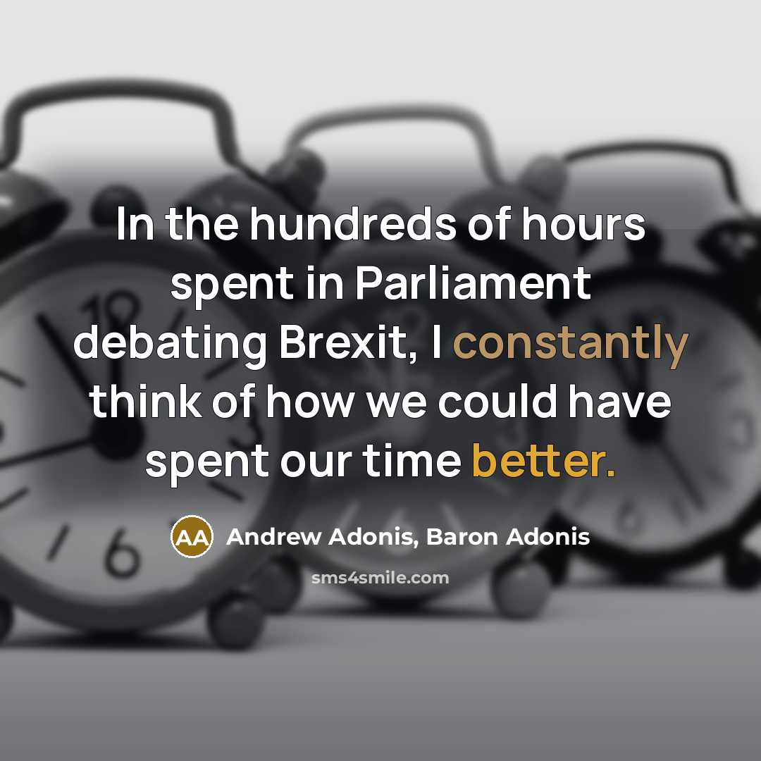 “In the hundreds of hours spent in Parliament debating Brexit, I constantly think of how we could have spent our time better.” quote by Andrew Adonis, Baron Adonis